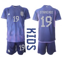 Argentinien Nicolas Otamendi #19 Fußballbekleidung Auswärtstrikot Kinder WM 2022 Kurzarm (+ kurze hosen)